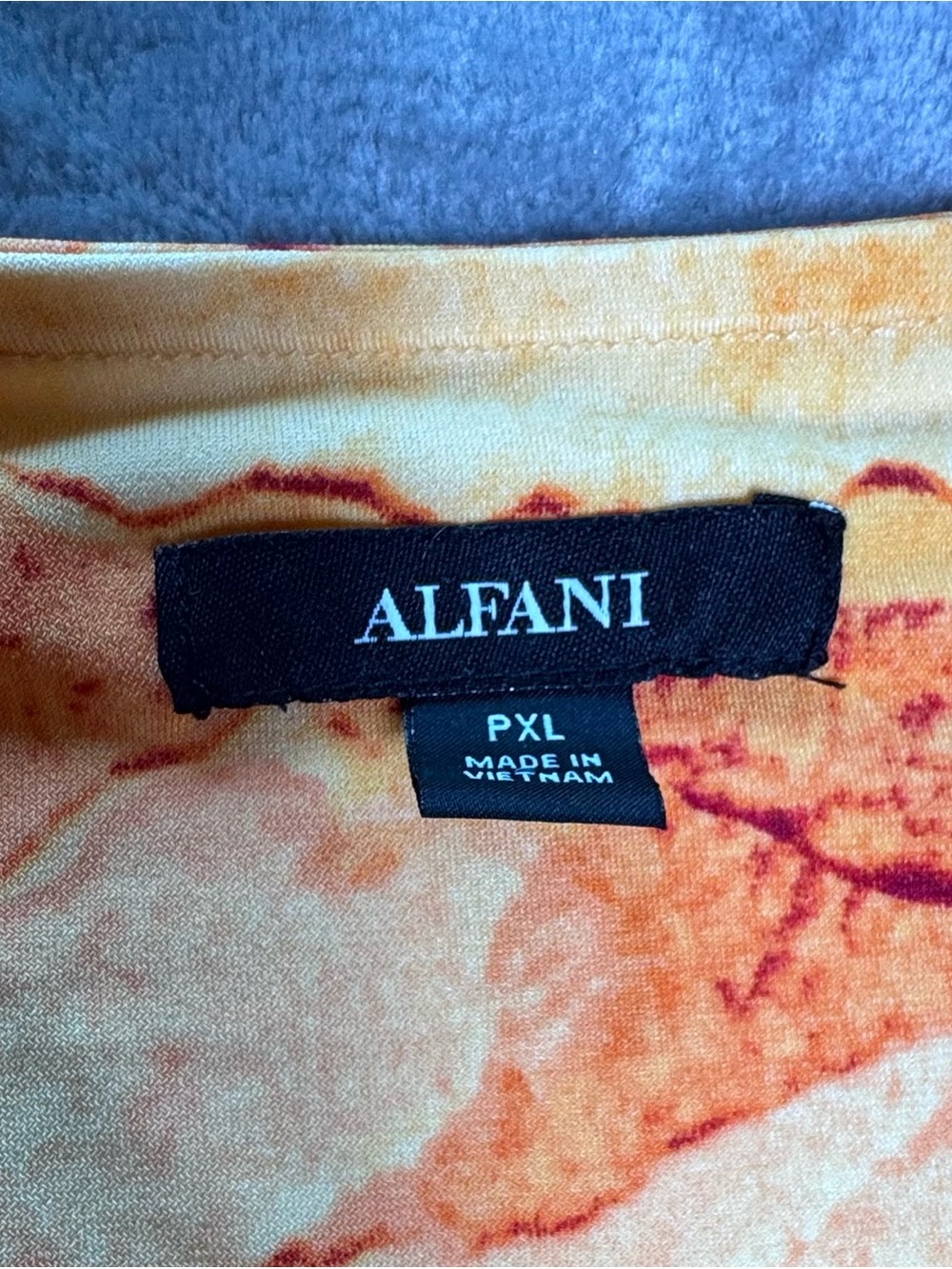 Alfani Pink and Orange Wave-Print Tie-Sleeve Blouse - Picture 8 of 9